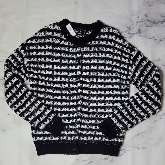 Ann Taylor Sweaters - Ann Taylor Black & White Textured Cardigan